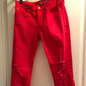Red ripped gap jeans
